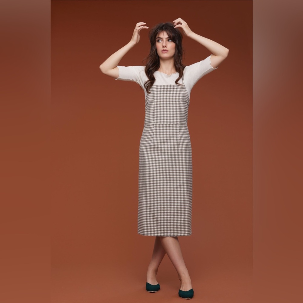 rita row checkered midi dress